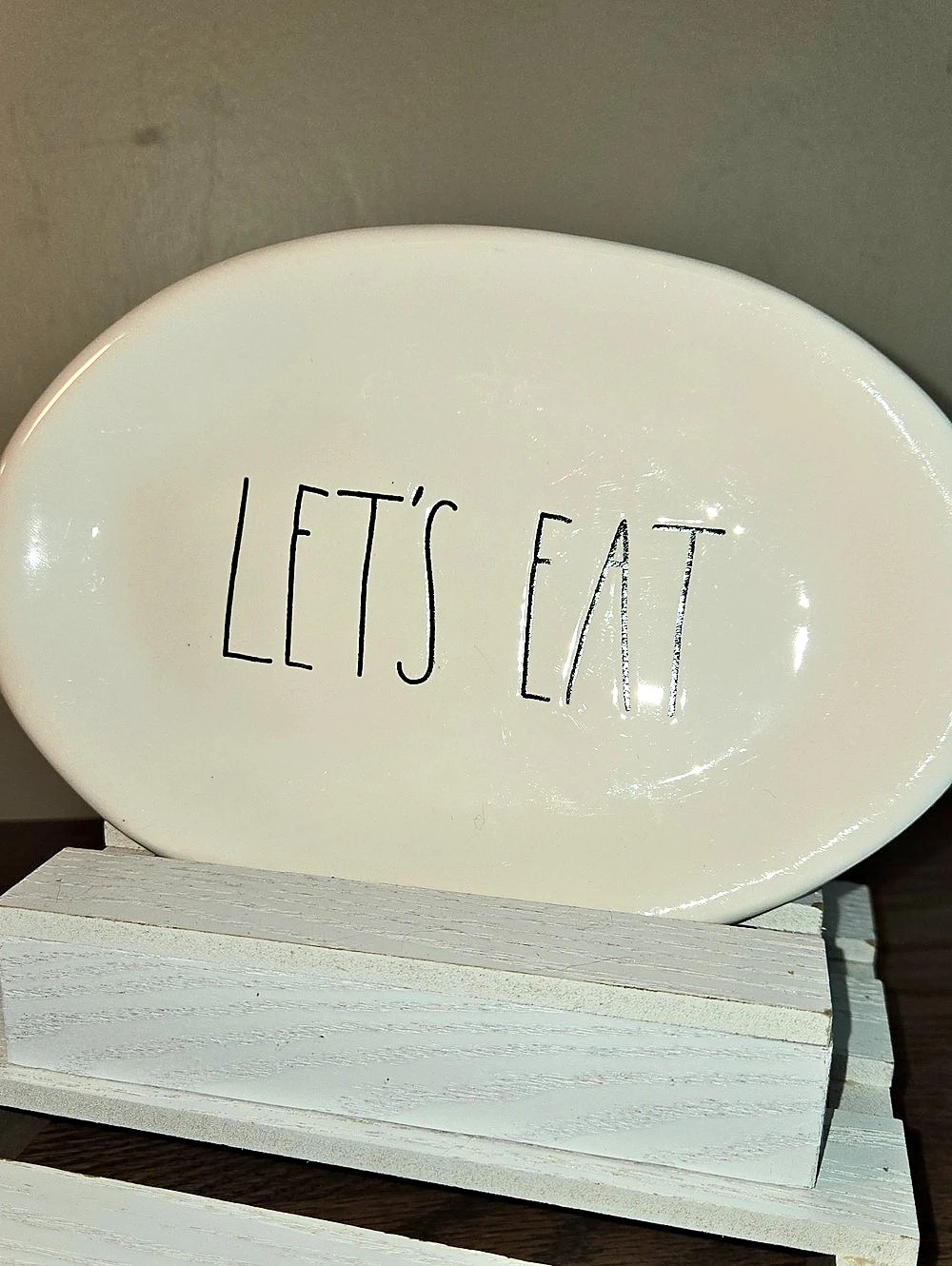 Rae Dunn Friendsgiving / Let's Eat plates White Dinner Plates
